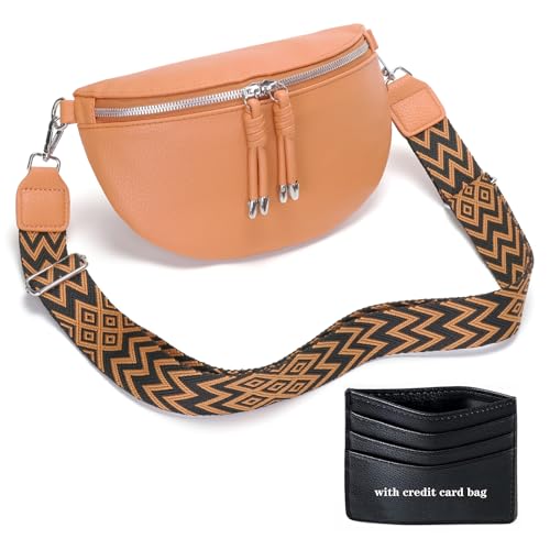 YISUOHOOM Marsupio Donna Elegante Pelle Borsa Tracolla Donna Piccola Borsetta Arancia Con Slot Per...