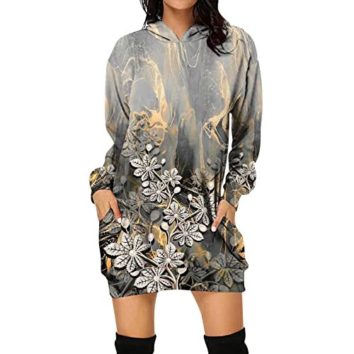 Robe été pour femmes manches longues imprimée et tunique sweat surdimensionné