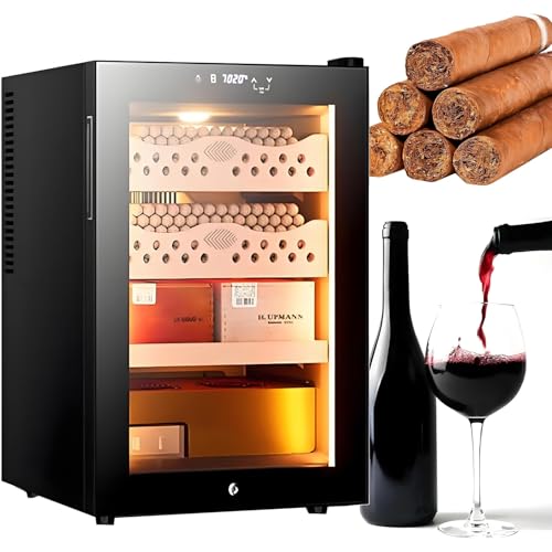 GLBMXDD Armoire humidor thermostatique réfrigérée, humidor électrique 50 L, Armoire humidor réfrigérée et chauffante, avec contrôle de la température Cadeau Haut de Gamme pour Homme