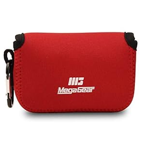MegaGear MG612 Sony Cyber-shot DSC-HX99, DSC-HX95, DSC-HX90V, DSC-HX80 Ultra Light - Étui en Néoprène avec Mousqueton - Rouge