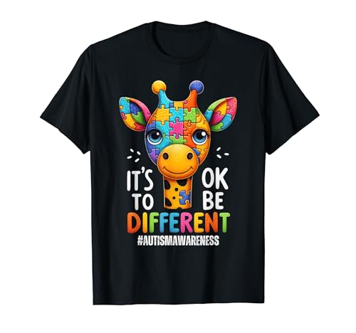 Conciencia sobre el autismo Lindo animal jirafa está bien ser diferente Camiseta