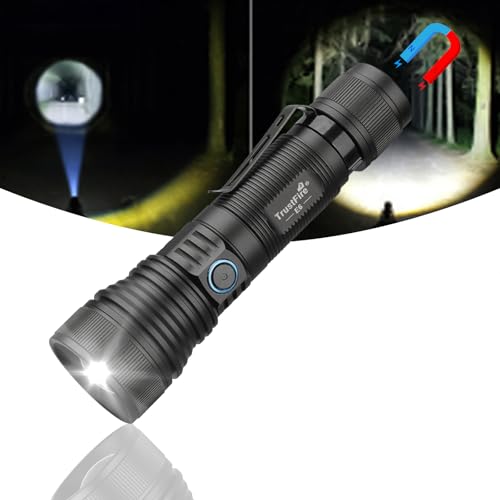 TrustFire E6 Torcia LED Potente Professionale, 1500 Lumens Torcia LED Ricaricabile USB-C Zoomabile, Coda del magnete, Torcia Portatile a Lungo Raggio 550 MetriPer Campeggio Trekking Emergenza