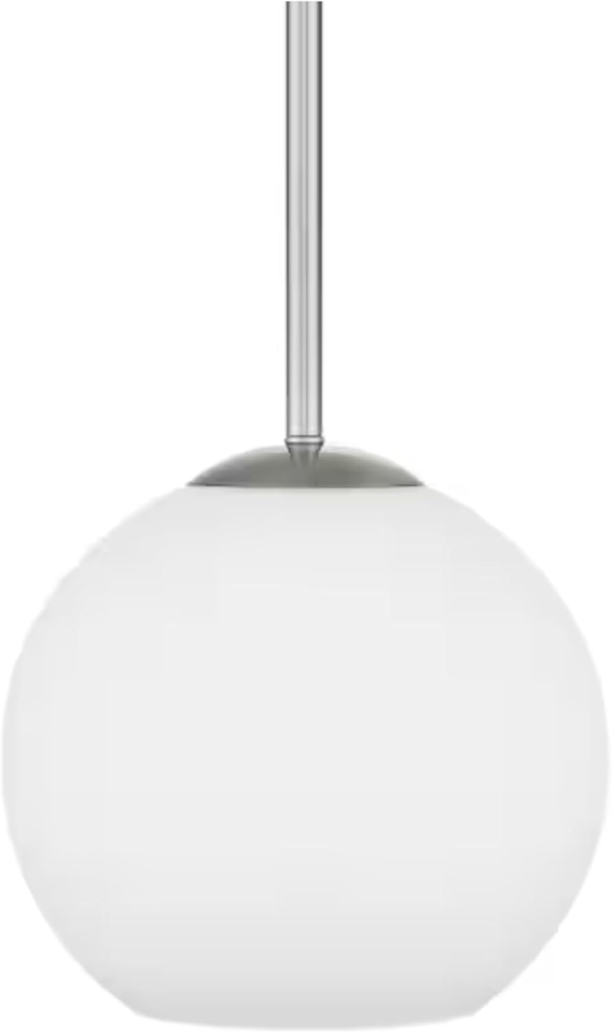 Modern Brushed Nickel Pendant Light with Opal Frosted Globe Glass Shade, Perfect for Mid Century Entryway, Foyer, Kitchen, Island, Dining Room, Living Room, and Hallway