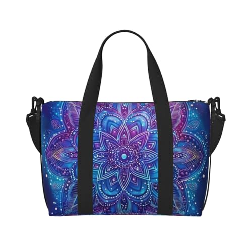 Travel Duffle Bag Mandala Purple Blue Weekender Overnight Bags Luggage Bag for Women Men Waterproof Sports Gym Bag Hand Bag with Shoulder Strap