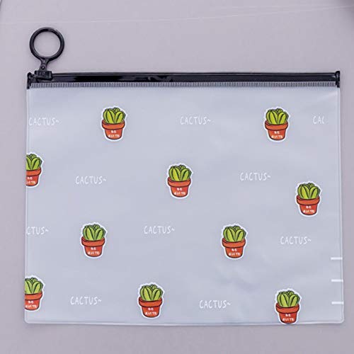 Preisvergleich Produktbild cottonlilac Niedlicher frischer transparenter gefrosteter Kaktusring-Aufbewahrungstasche Studentenpapier-Bleistiftetui mit großer Kapazität - Transparent