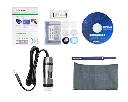 Image of Dino-Lite USB Digital Microscope AM7115MZT, 10x-220x Magnification 5.0MP, Microtouch, Measurement, Scroll Lock, Polarizer, Removable Cap, Metal Body
