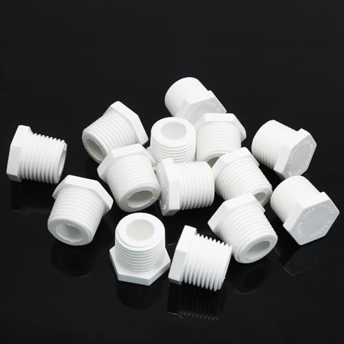 Image of RV Hot Water Heater Drain Plug, 1 /2 Inch NPT, 20 Pieces, White | PVC Pipe Plug, With Tape, For RV Camper, Atwood Water Heater 11630 91857
