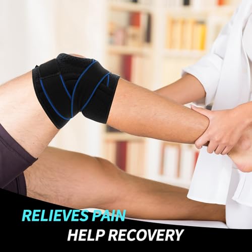 Image of DOUFURT Knee Brace for Men & Women, Side Stabilizers & Patella Gel Pads | Plus Size Adjustable Knee Brace Support Relieves Meniscus Tears, Knee Pain, Arthritis, ACL /MCL Recovery, Daily Activities