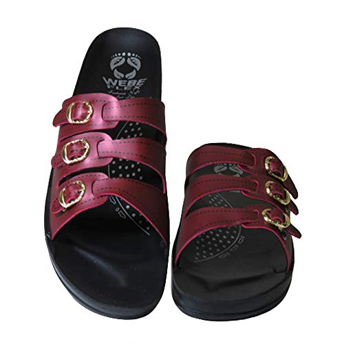 Sandália Rasteira Birkens WEBE FLEX Vinho-Vinho-37