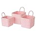 LOLAhome Set de 3 cestas de Fibra de Papel Rosas cuadradas con asa