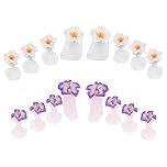 CONGGUAN 16 Pack Silicone Toe Separators Floral Design Reusable Non-Slip Toe Stretchers for Pedicure Toe Spacers & Nail Art Tools for Home Salon/Gel Polish DIY (Women Girls)