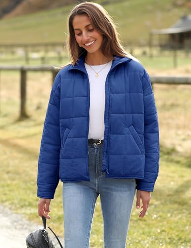 Huaqiao Womens Quilted Puffer Jackets Lightweight Zip up Short Winter Coat with Pockets3