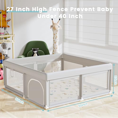 Baby Playpen with Mat Small Playpen for Babies and Toddlers 50 x 50 inch Baby Fence Playards