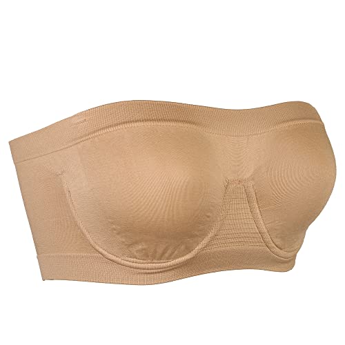 Image of Lemorosy Women's Invisible Bandeau Without Padded (XXL, Beige)