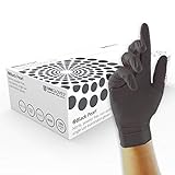 Ajuste ambidiestro UNIGLOVES GP0032 Guantes de nitrilo sin polvo de perlas, en caja x100, negro, pequeño, juego de 100