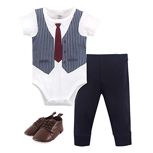 Image of Little Treasure Unisex Baby Cotton Bodysuit, Pant and Shoe Set