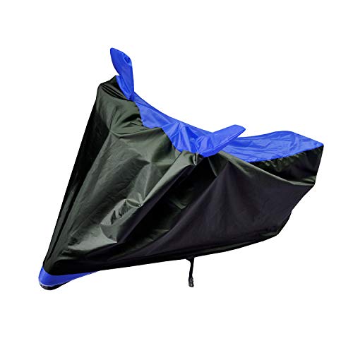 Image of Auto Hub Bike Cover Compatible with Hero Hf Deluxe with Mirror Pocket, Dustproof, Heat Resistant, Triple Stitched, Hf Deluxe Bike Cover- Black, Blue