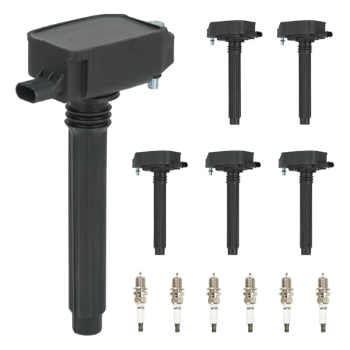 UF807 Ignition Coils Pack for Jeep Grand Cherokee Dodge Durango 2016 2017 2018, for Chrysler Pacifica 2017-2021, Ram 1500 2019 3.6L UF-807 0221504032 0221504038, with Iridium Spark Plugs - 6 Set