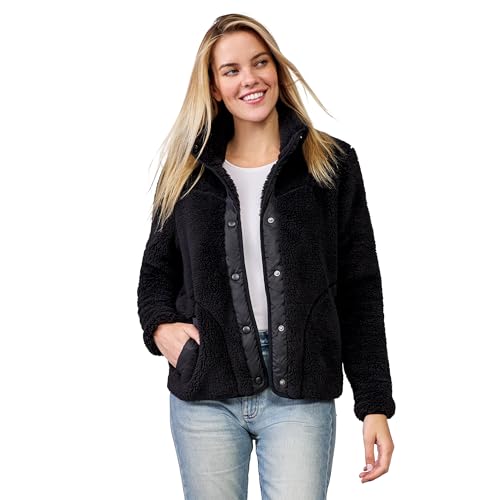 Free Country Women's Sherpa Butter Pile® Button Front Jacket Black XL2