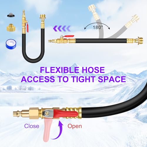 Image of RV Winterizing water Blowout kit: Lead-Free Brass Air Compressor Quick Connect Plug to 3 /4 inch Hose Blowout Adapter with Shut Off Valve for Camper Motorhome and Boat