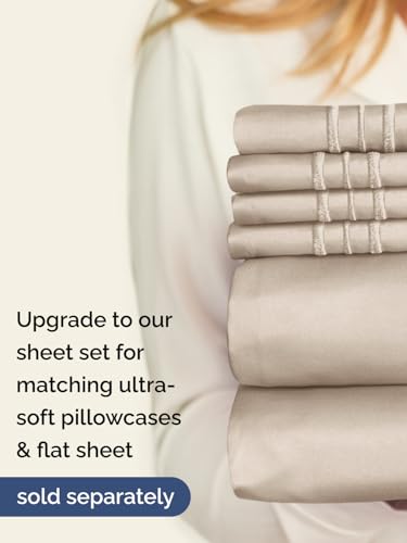 Drap-housse bonnet profond beige pour des nuits douces en lit double - 8
