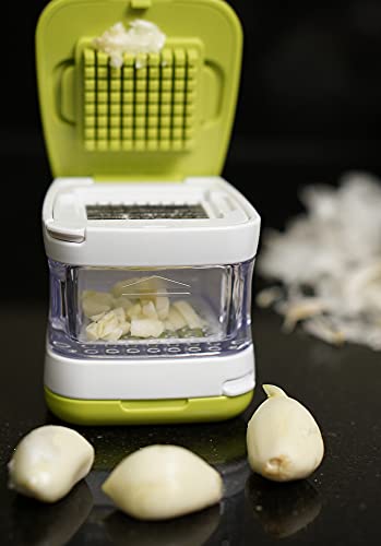 RSVP International Garlic Clove Cube Press Tool, Green/White | BPA-Free Plastic with Stainless Steel Blades | Minces & Slices | Chop, Crush, or Dice Garlic & Herbs | Dishwasher Safe - Thumbnail 5