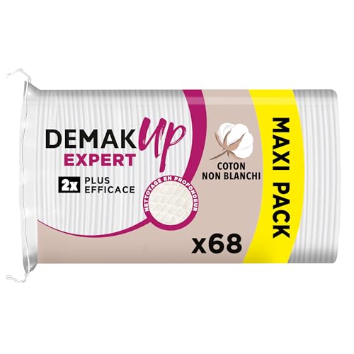 Demak'Up Expert Ovales Cotons à Démaquiller - Visage et Yeux - 100% Fibres de Coton Naturelles - 68 Cotons