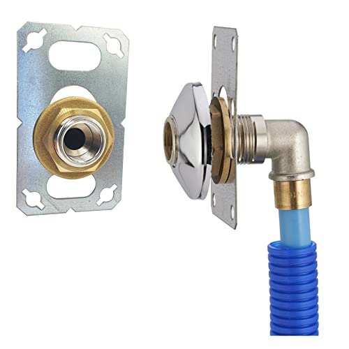 FIXSYSTEM kit sortie de cloison pour tube PER à Glissement Ø16 - sortie mâle 20x27 (3/4) / femelle 15x21 (1/2) + rosace de finition chromée pour robinet...