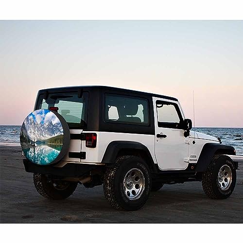 Image of Moraine Lake Spare Tire Cover Rocky Mountains Landscape Snow Nature Turquoise Weatherproof Universal Wheel Protectors Camper Tire Covers for Trailer Rv Travel(17 inch)