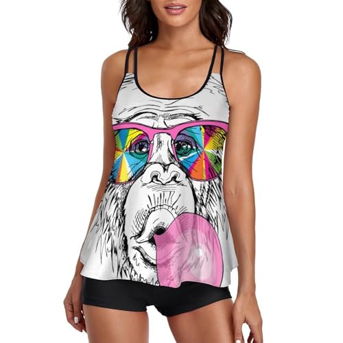 Maillot de bain tankini femme avec short de garçon et robe de plage intégrée