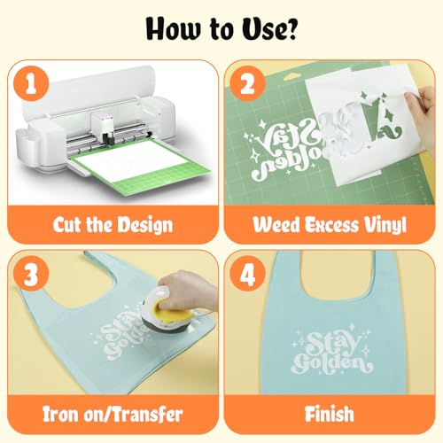 htvront heat transfer vinyl white htv rolls - 1234 x 15ft white iron on vinyl for all cutting machines white htv vinyl for shirts - easy to cut amp weed for heat vinyl design