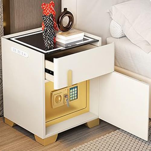 Coffre fort de lit caché Table de chevet LED sécurisée gris foncé Lot de 2