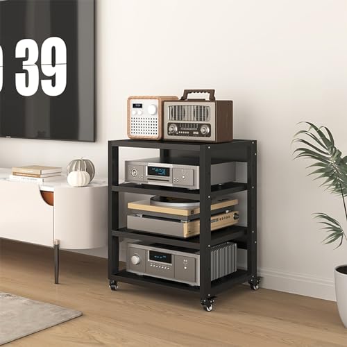 4-poziomowa ruchoma szafka wideo do salonu i gier, narożny stojak na telewizor HiFi z miejscem do przechowywania, 50 x 40 x 69,5 cm, nowoczesne centrum multimedialne do nagrań