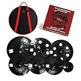 7-Piece Black Cymbal Set with Gig Bag - Professional Alloy Drum Cymbals Pack: 20