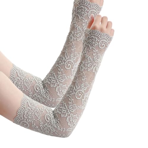 Maniche per braccia in nylon con ricamo in pizzo Protezioni solari traspiranti di raffreddamento elastiche protezioni solari per sport all'aria aperta Manicotti di raffreddamento per pendolari