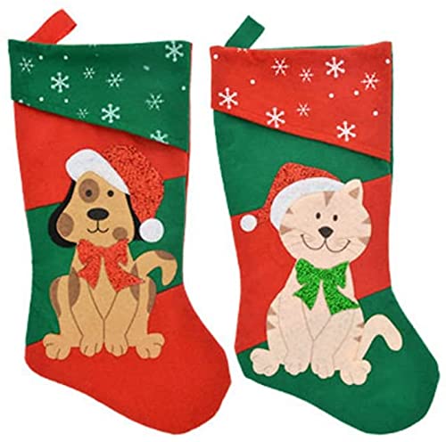 2 Pack: Christmas House Pet Christmas Stockings, 18 Inch (1 Dog and 1 Cat)