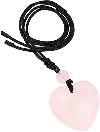 Nupuyai Healing Crystal Heart Pendant Necklace for Women, Lucky Love Stone Pendant with Adjustable Cord, Reiki Yoga Meditation
