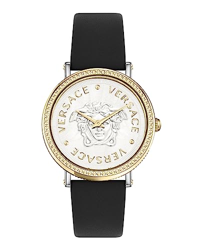 Versace V-Dollar Collection Luxury Womens Watch Timepieces with a Silver Strap and Dial Featuring a Two Tone Case