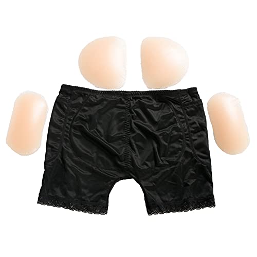 GGQQ Frauen Butt Enhancer, Gepolsterte Nahtlose Shapewear-Höschen Hip Enhancer Unterwäsche Shaper Shorts, 4 herausnehmbare Pads Höschen High Waist Trainer Shaper (Color : Schwarz, Size : Small~480g) Cover