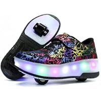 Zapatillas con ruedas para niños 2 en 1 con patines de ruedas,