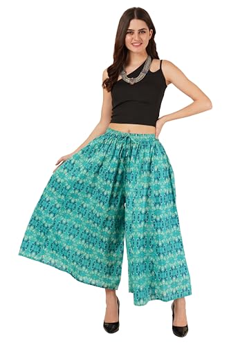 Image of COTLAND Fashions Jaipuri Cotton Printed Flared Palazzo Pants for Women