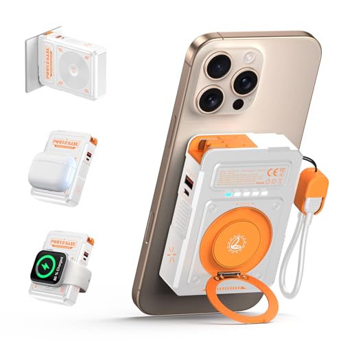 for Magsafe Battery Pack 10000mAh,5-in-1 Magnetic Power Bank Built in AC Plug,Magnetic Wireless Portable Charger for Apple Watch,22.5W Fast Charging Power Bank for iPhone 16 Pro Max/15/14/13/12 Mini