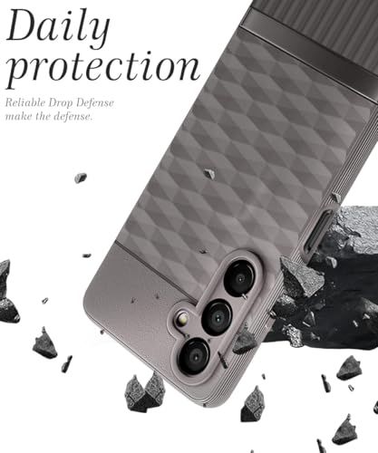 Image of WOW IMAGINE Back Cover for Samsung Galaxy A16 5G with Hexa Cube Design | Ultra Slim Soft Rubberised Case | Inner Velvet Fabric | Matte Silicone Flexible Mobile Case | Camera Protection - Grey
