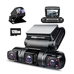 PRUVEEO 360 Degree View 4 Channel Dash Cam Front and Rear Inside Left Right, Dash Camera for Cars, Built-in GPS WiFi Night Vision, 24/7 Recording Parking Mode Monitor, Free 128G Card