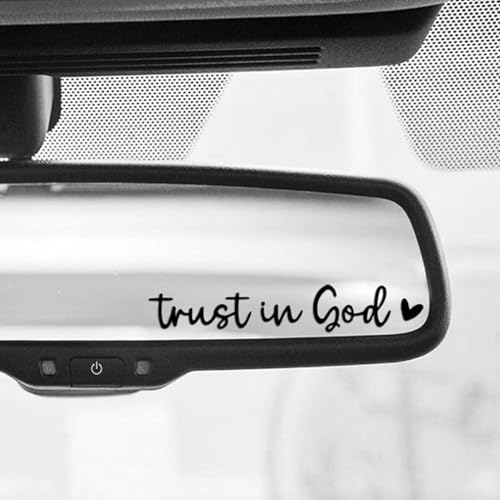 Religious Car Mirror Decal, Trust in God Vinyl Sticker for SUV Truck Van, Waterproof Bible Verse Decoration Easy Peel and Stick Application