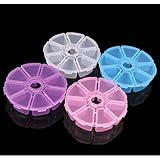 JUNDALINDA 4 cajas de plástico redondas transparentes con 8 celosías, contenedores organizadores de almacenamiento vacíos con tapas con bisagras para objetos pequeños y otros proyectos de manualidades