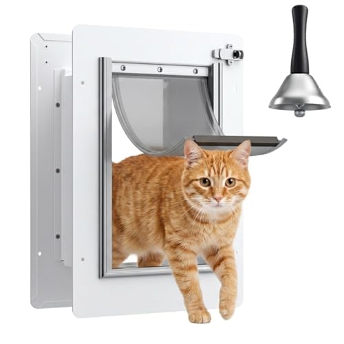 Pet Door for Wall - Steel Frame Telescoping Tunnel & Double Silicone Flaps Dog Door Cat Doors with Secure Lock (Cat Up to 10 lbs) - Small