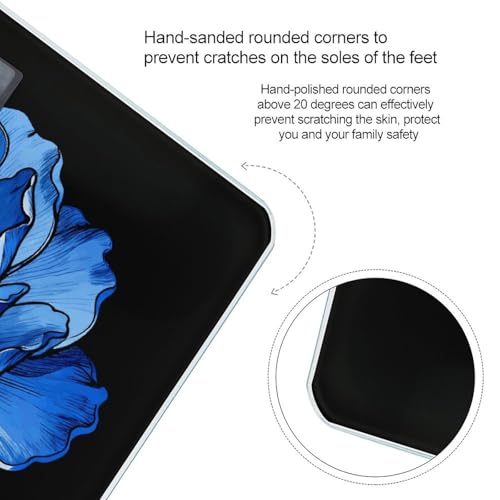 Báscula digital azul con diseño floral y plataforma de vidrio templado miniatura 4