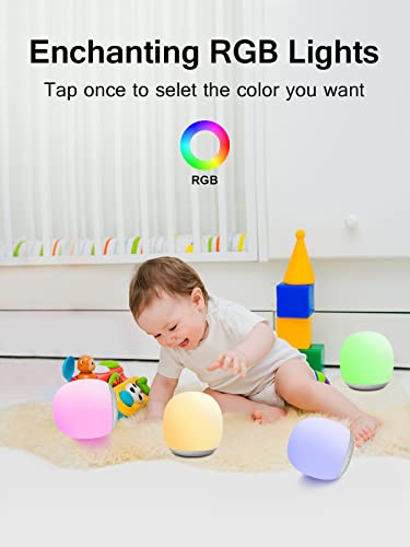 Easemo Night Light For Kids Room, Baby Night Light With Touch Control, Rechargeable Magnetic Nursery Lamp With Rgb Color & Stepless Dimming With 1 Hour Timer For Breastfeeding Bedroom, Child Gifts #TOP6