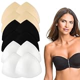 GNALIA Relleno Sujetador 6 Pares 12 Unidades Almohadillas Espuma Triangular Extraíble Traje Baño Sujetador Deportivo Bikini Color Blanco Beige Negro 8Mm Grosor
